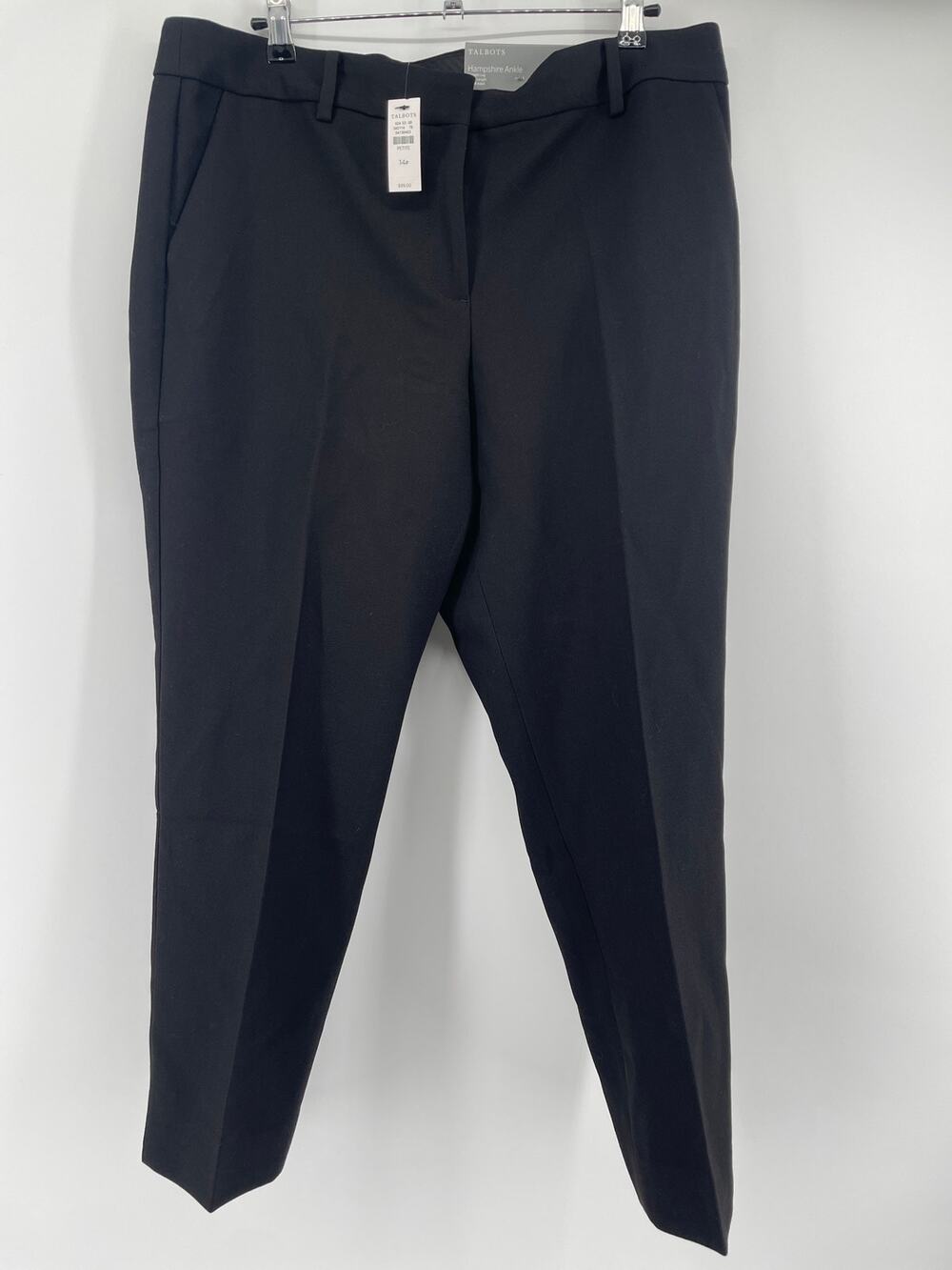 NWT Talbots Hampshire Ankle Pants 14p 36x26 Classic Black Straight Leg